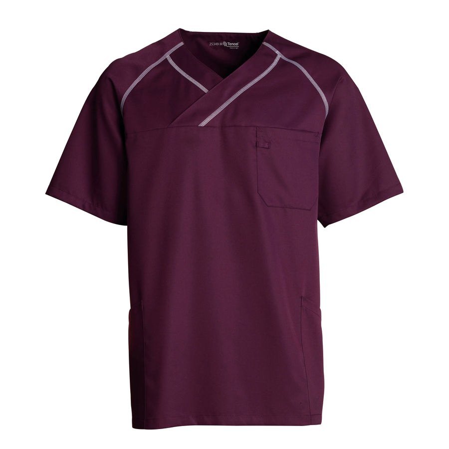 Bussarong Kentaur Tencel med kontrastsöm – unisex – Cassis med vit kontrastsöm